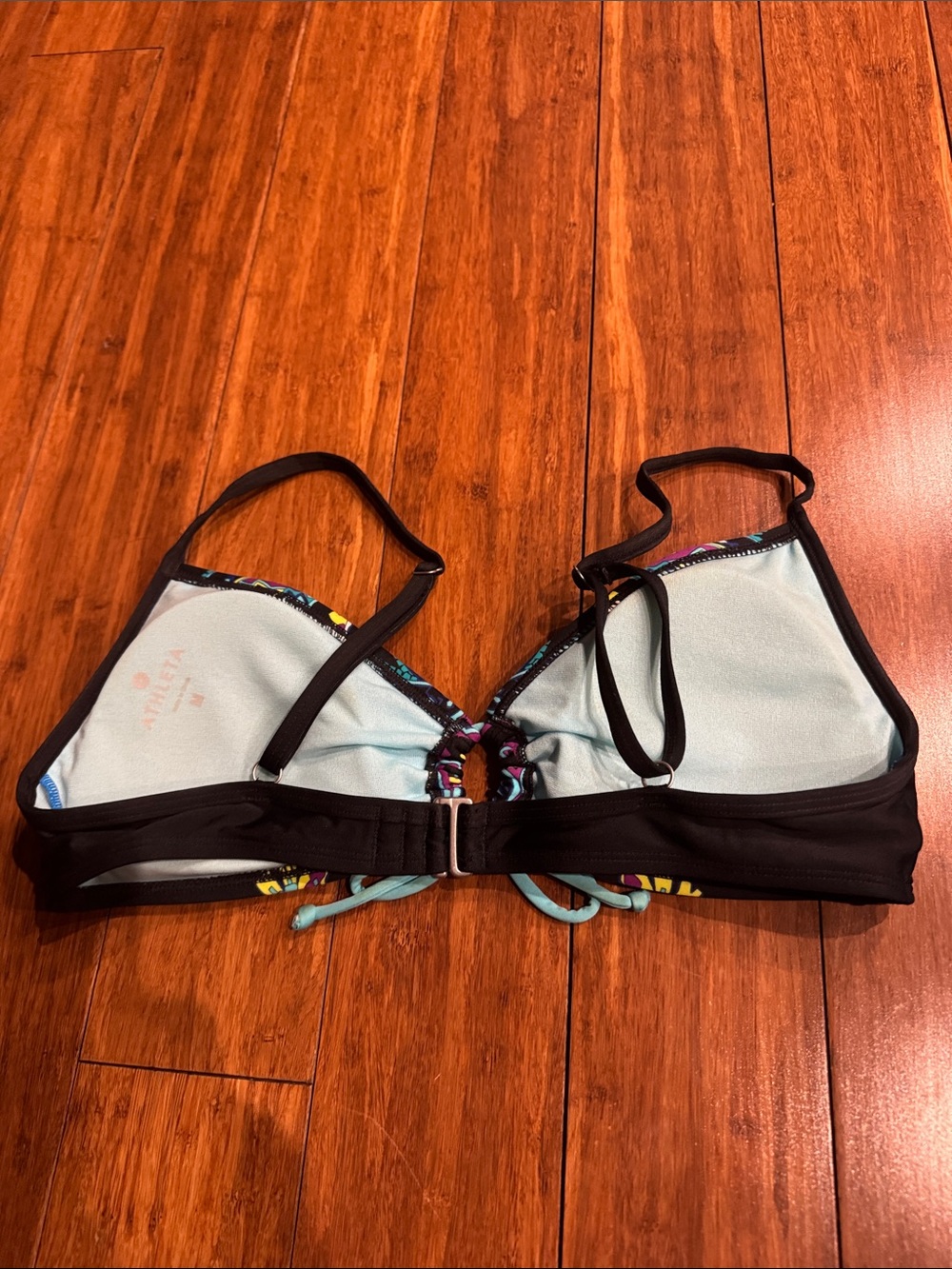 Athleta Black Bikini Top with Teal, Purple & Yellow Paisley - Picture 3 of 4